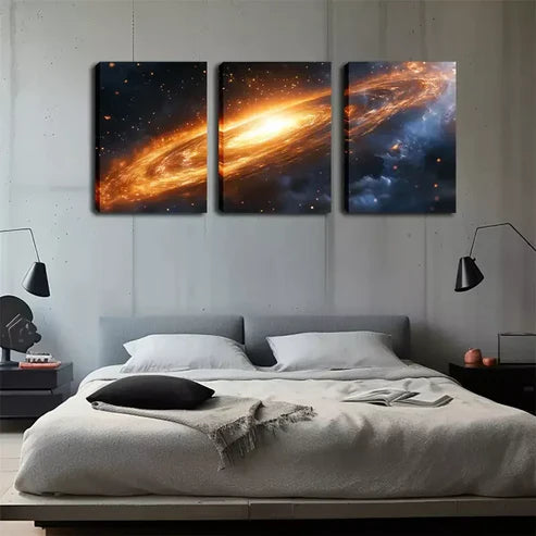 3pcs Stunning Artwork, Huge Galaxies Wall Art Canvas Unframed - High Quality Print 100% Australian Made Wall Canvas