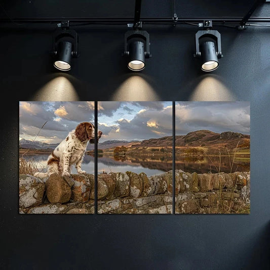 3pcs Irish Springer Spaniel Dog Landscape Metal Print Ready to Hang Art