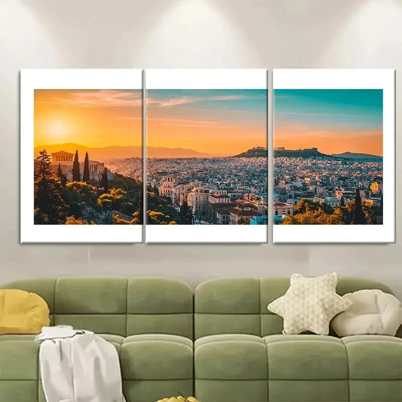 3pcs Athens, a Boarding Pass Print Location Metal Print Ready to Hang Art