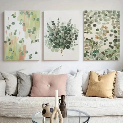 3pcs Eucalyptus Leaves Canvas Wall Art Canvas Unframed - High Quality Print 100% Australian Made Wall Canvas