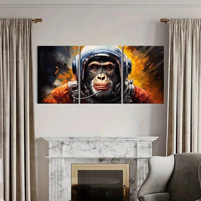 3pcs Ape Astronaut Space Helmet Fantasy Metal Print Ready to Hang Art