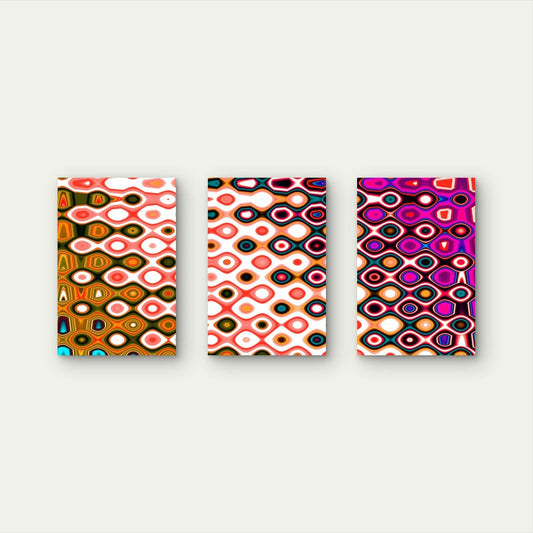 3pcs Retro Abstract Geometric Pattern Wall Art Set Canvas Framed 50x70cm - High Quality Print 100% Australian Made Wall Canvas Ready to Hang