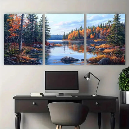 3pcs Algonquin Park Scenic Views Metal Print Ready to Hang Art
