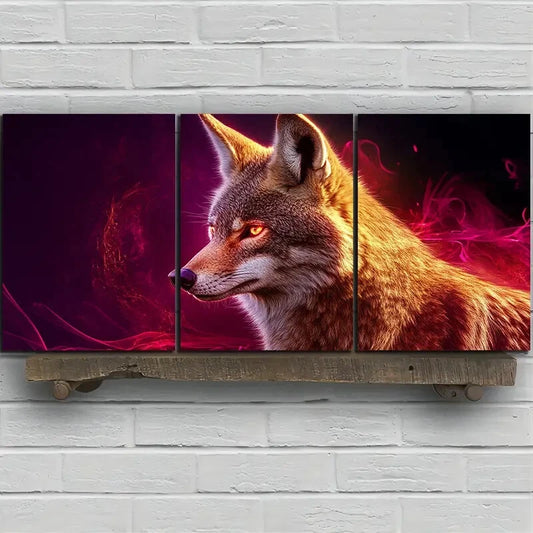 3pcs A Beautiful Coyote Stunning Golden Eyes Metal Print Ready to Hang Art
