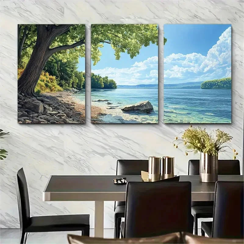 3pcs Finger Lakes Vibrant Nature New York Poster Metal Print Ready to Hang Art