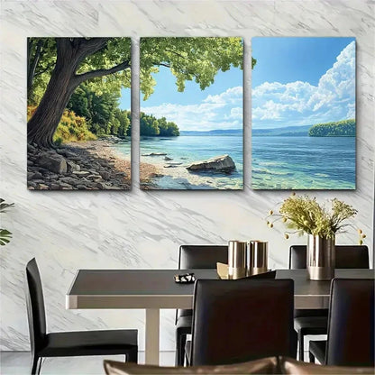 3pcs Finger Lakes Vibrant Nature New York Poster Metal Print Ready to Hang Art