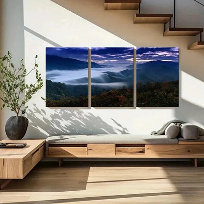3pcs Mountains Misty Valleys Landscape Wall Art Set Canvas Framed 40x60cm - High Quality Print 100% Australian Made Wall Canvas Ready to Hang