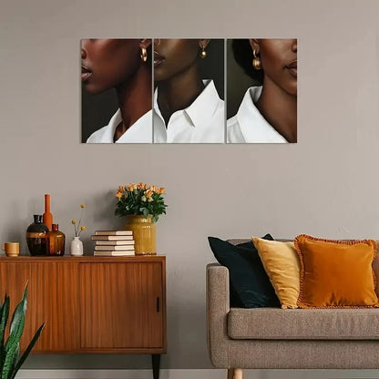 3pcs Vintage Black Woman Shoulder Metal Print Ready to Hang Art