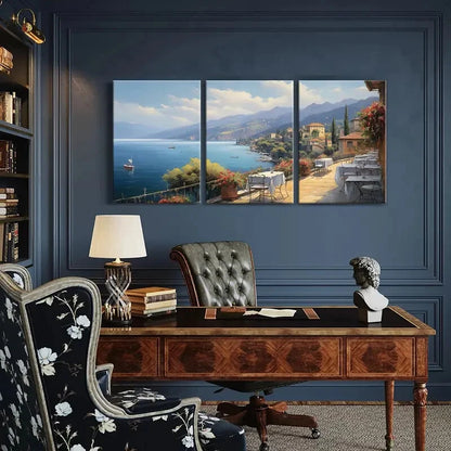 3pcs Mediterranean View Coastal Scenery Metal Print Ready to Hang Art