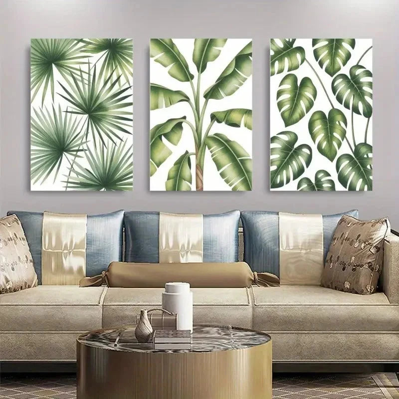3pcsTropical Palm Monstera & Banana Leaf Metal Print Ready to Hang Art