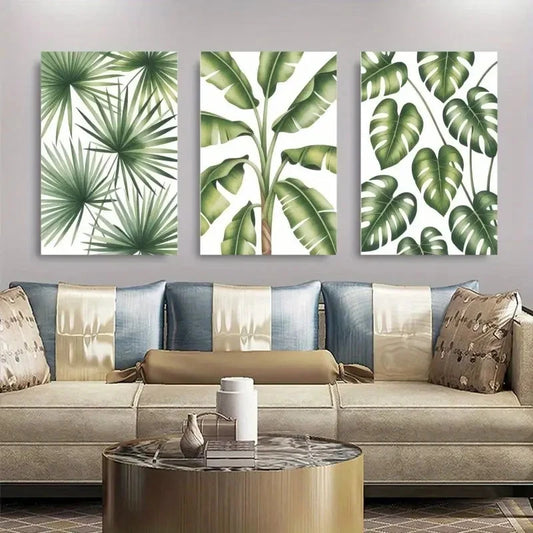 3pcsTropical Palm Monstera & Banana Leaf Metal Print Ready to Hang Art