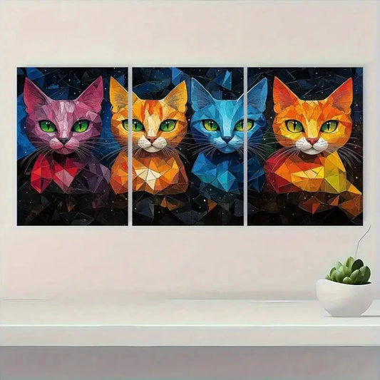 3pcs Abstract Style with Bold Colors Background Metal Print Ready to Hang Art