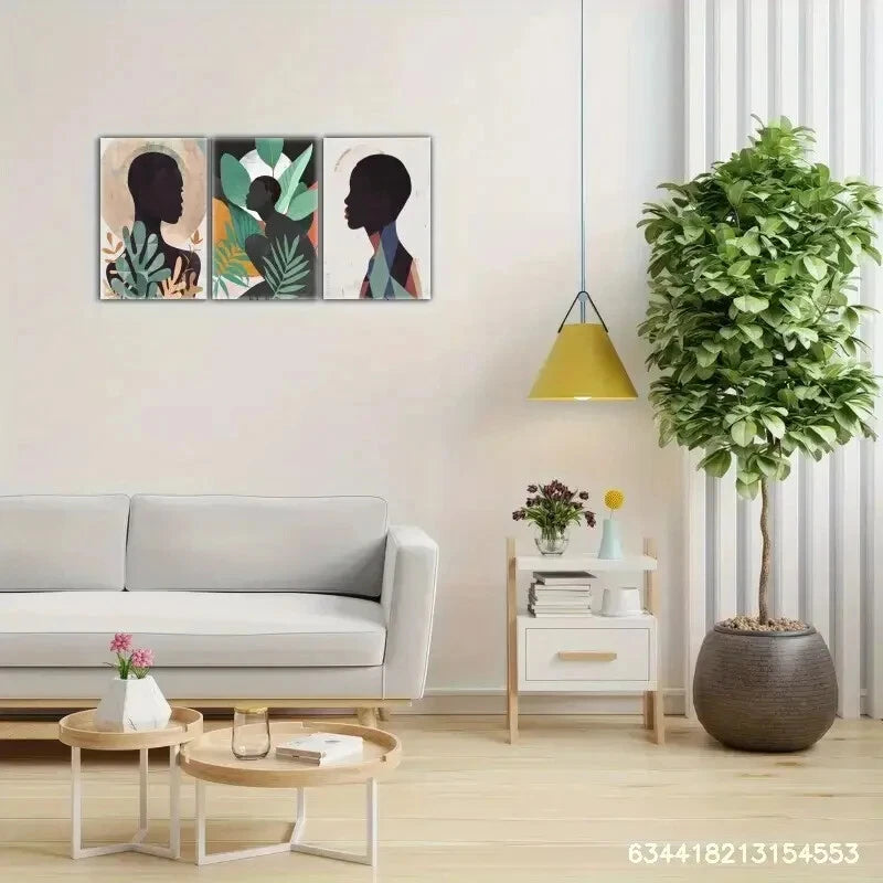3pcs Touch of Sophistication African Character Set Metal Print Ready to Hang Art