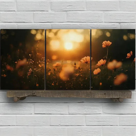 3pcs Flowers Under The Sunshine Metal Print Ready to Hang Art