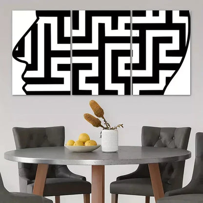 3pcs Minimalist Black & White Abstract Art Set Canvas Unframed - High Quality Print 100% Australian Made Wall Canvas