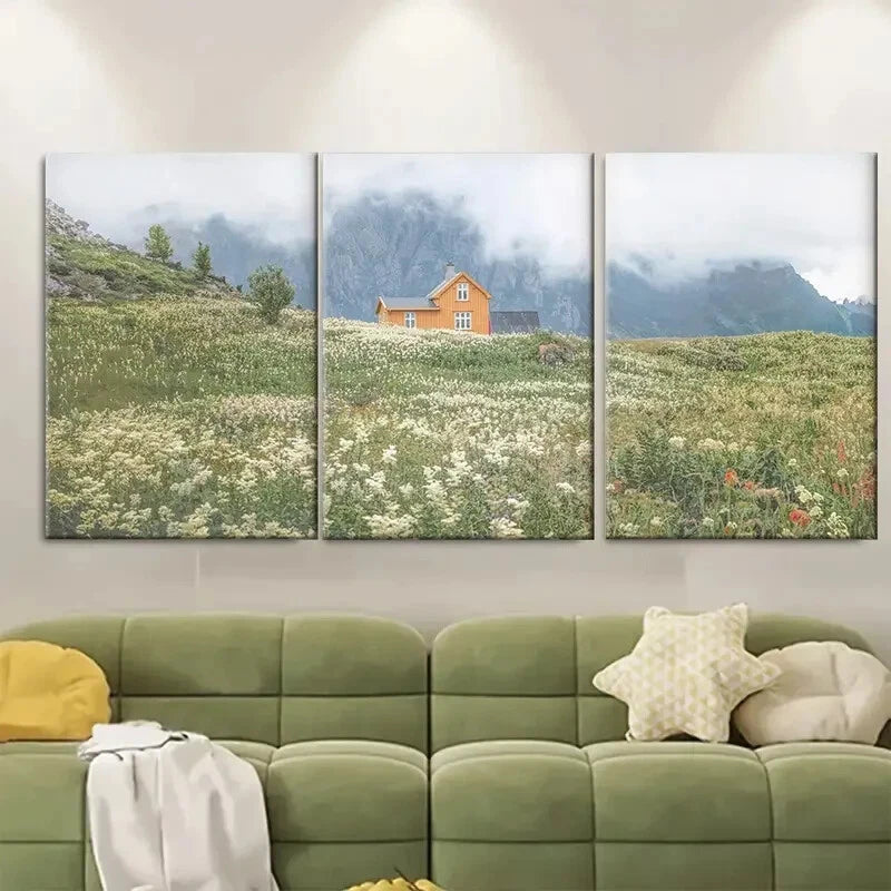 3pcs Mountain Flowers National Park Metal Print Ready to Hang Art