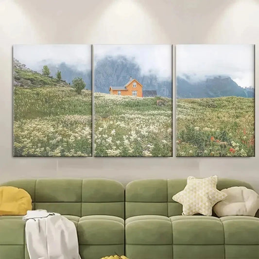 3pcs Mountain Flowers National Park Metal Print Ready to Hang Art