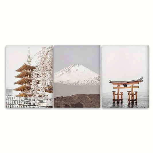 3pcs Modern Japan City Print Travel Art Print Metal Print Ready to Hang Art
