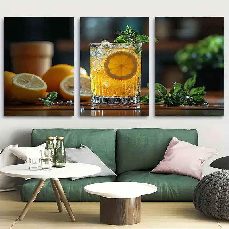 3pcs Summer Lemonade Kitchen Aesthetic Metal Print Ready to Hang Art