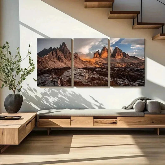 3pcs Sunset & Rocky Mountain Landscape Wall Art Set Canvas Framed 40x60cm - High Quality Print 100% Australian Made Wall Canvas Ready to Hang