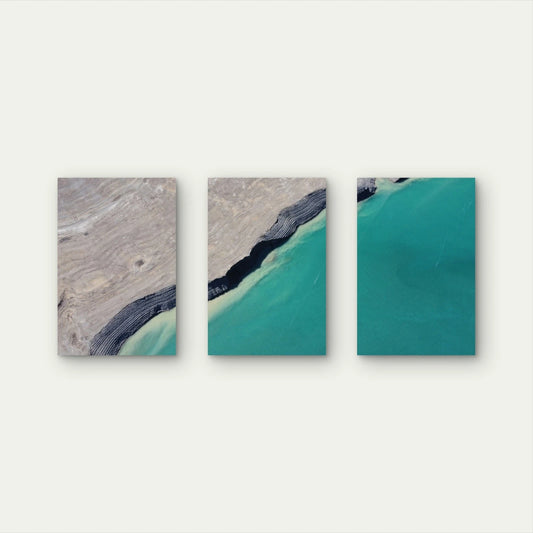 3pcs Aerial Coastal Ocean Waves Landscape Wall Art Set Canvas Framed 60x90cm - High Quality Print 100% Australian Made Wall Canvas Ready to Hang