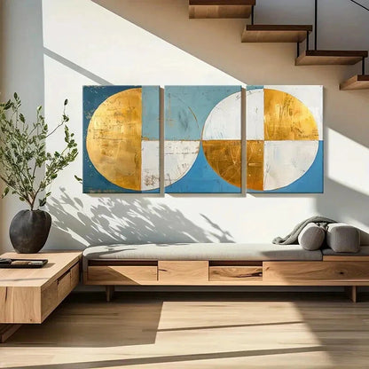 3pcs Abstract Art Geometric Design Poster Metal Print Ready to Hang Art