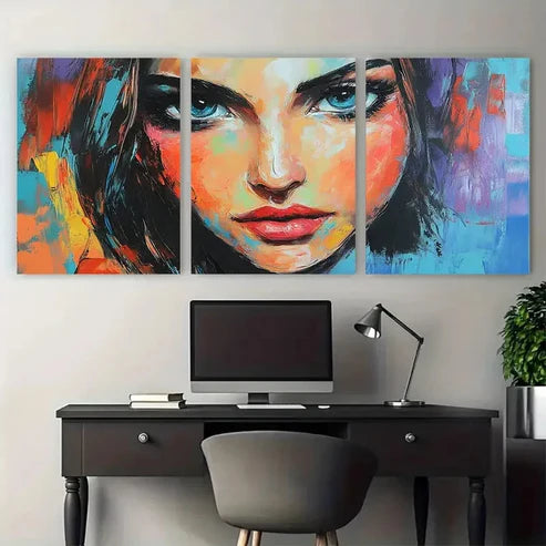 3pcs Abstract Lady Painting Woman Portrait Wall Art Canvas Unframed - High Quality Print 100% Australian Made Wall Canvas