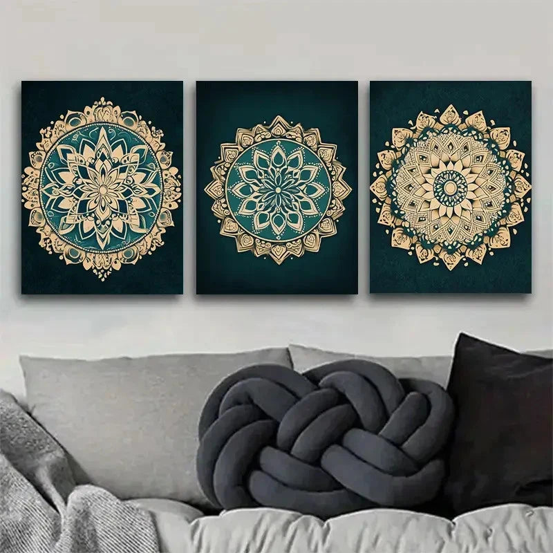 3pcs Elegant Floral and for Lotus Design Metal Print Ready to Hang Art