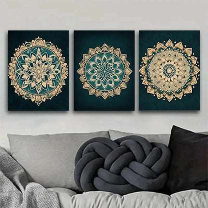 3pcs Elegant Floral and for Lotus Design Metal Print Ready to Hang Art