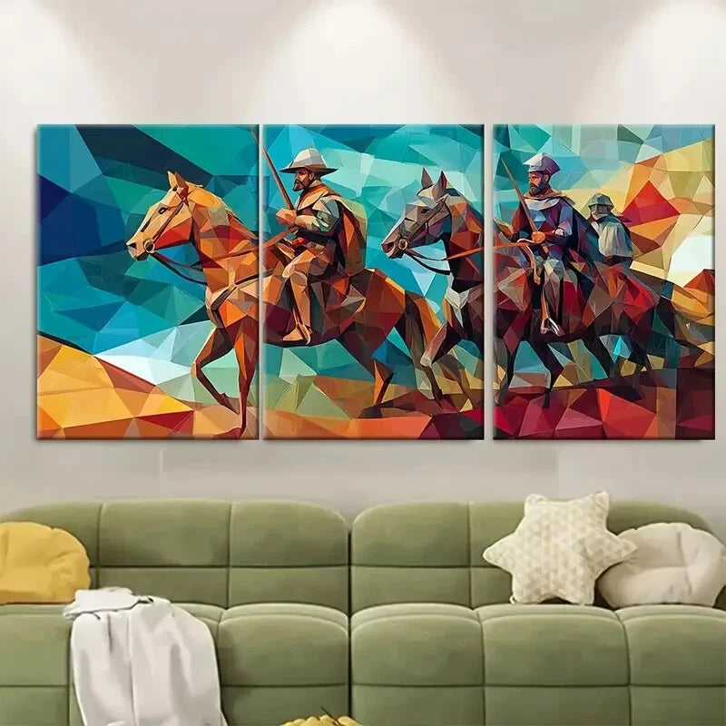 3pcs Don Quixote Illustration Pinus Radiata Metal Print Ready to Hang Art