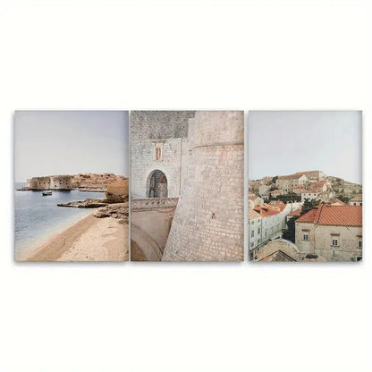 3pcs Dubrovnik Beach Croatia Wall Art, Dubrovnik Metal Print Ready to Hang Art