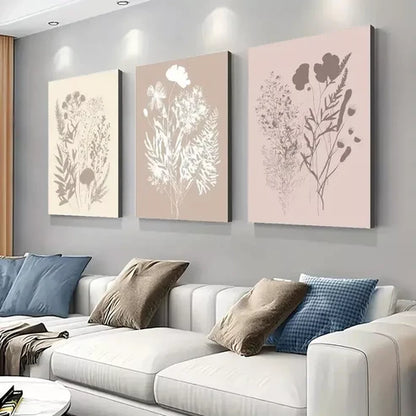 3pcs Abstract Wildflower Floral Botanical Art Canvas Framed 60x90 cm - High Quality Print 100% Australian Made Wall Canvas Ready to Hang