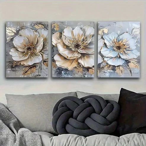 3pcs Delicate Flower Wall Art Set Canvas Unframed - High Quality Print 100% Australian Made Wall Canvas