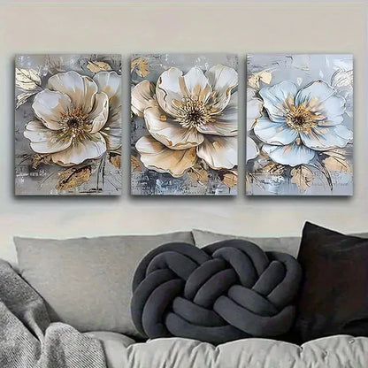 3pcs Delicate Flower Wall Art Set Canvas Unframed - High Quality Print 100% Australian Made Wall Canvas