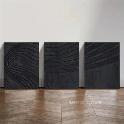 3pcs Black Wood Texture Art Wall Decor Metal Print Ready to Hang Art
