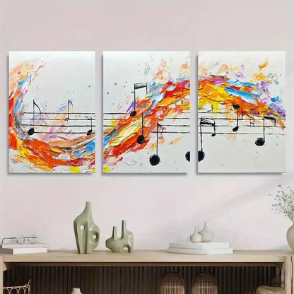 3pcs Vibrant Music Notes Abstract Colorful Metal Print Ready to Hang Art