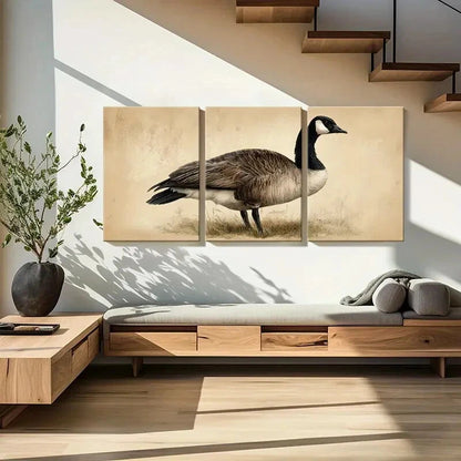 3pcs Artistic Canada Goose Illustration Wildlife Metal Print Ready to Hang Art