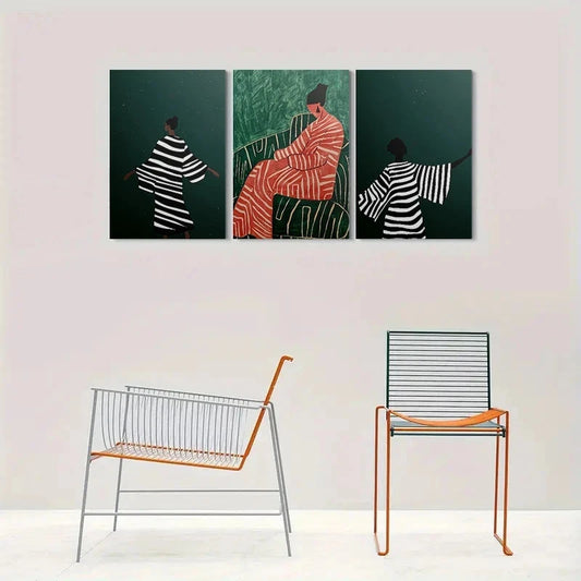 3pcs Modern Abstract Figures Themed Metal Print Ready to Hang Art