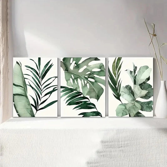 3pcs Watercolor Greenery Plant Illustration Metal Print Ready to Hang Art