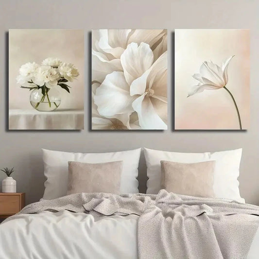 3pcs Fashion Botanical Floral Vase Plant Metal Print Ready to Hang Art