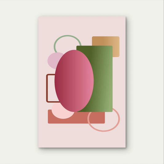 Minimalist Pink Modern Geometric Shapes Colour 40x60cm Metal Print Ready to Hang