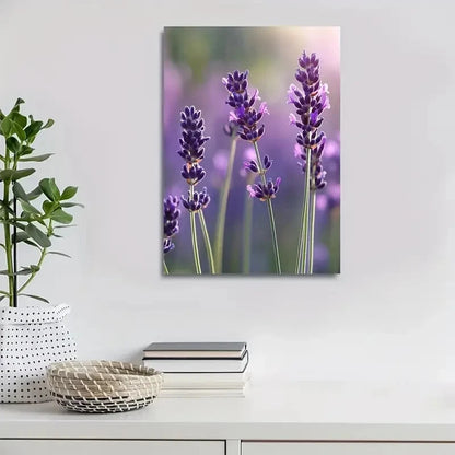 Lavender Vibrant Purple Flowers Painting 40x60cm Metal Print Ready to Hang