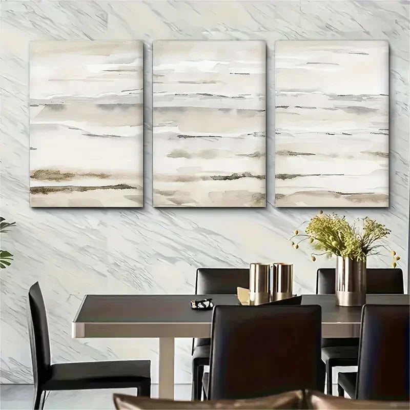 3pcs Watercolor Abstract Beige Watercolor Metal Print Ready to Hang Art