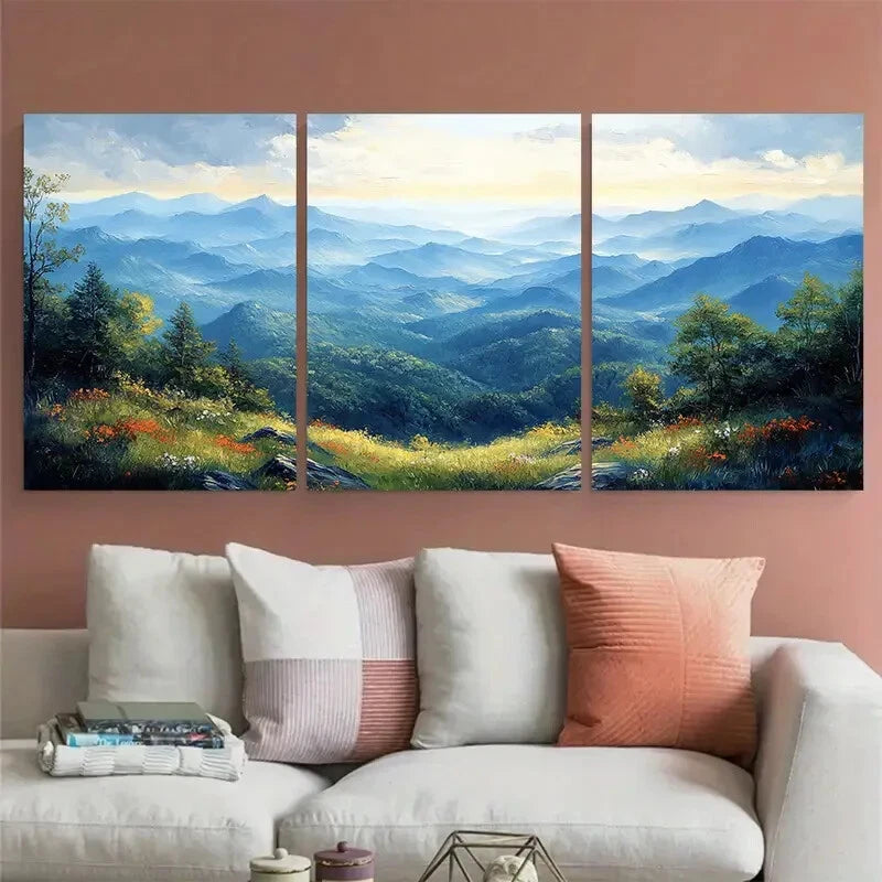 3pcs Blue Ridge North Carolina Landscape Travel Metal Print Ready to Hang Art