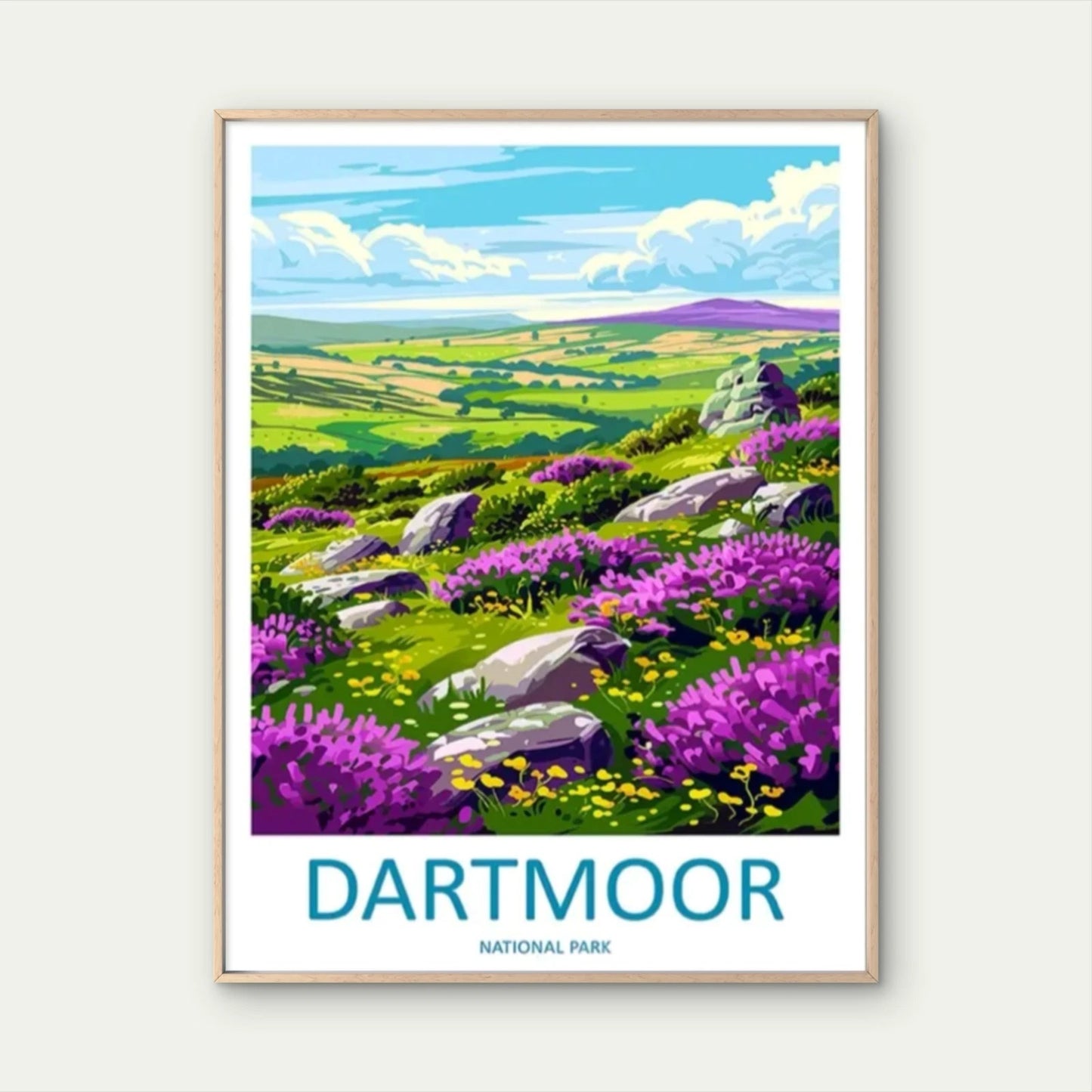 Vintage Dartmoor National Park Landscape Travel Poster Print Wall Art+