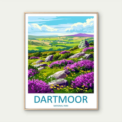 Vintage Dartmoor National Park Landscape Travel Poster Print Wall Art+