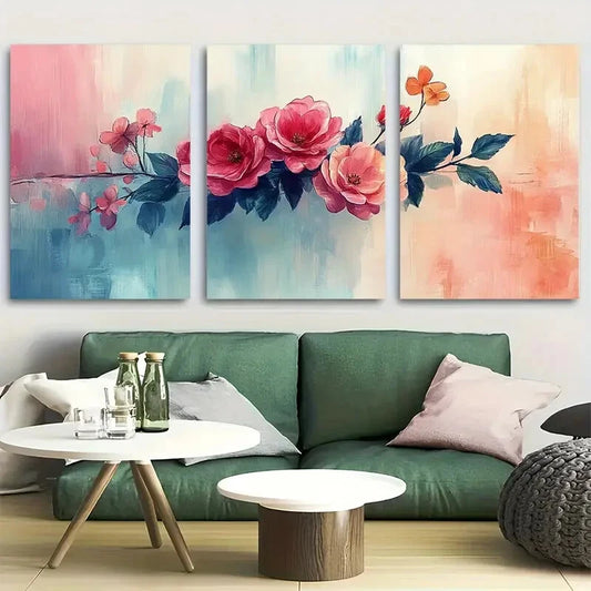 3pcs Soft And Romantic Watercolor Roses Metal Print Ready to Hang Art