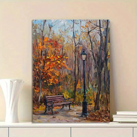 Autumn Forest with Colorful Trees Painting 40x60cm Metal Print Ready to Hang
