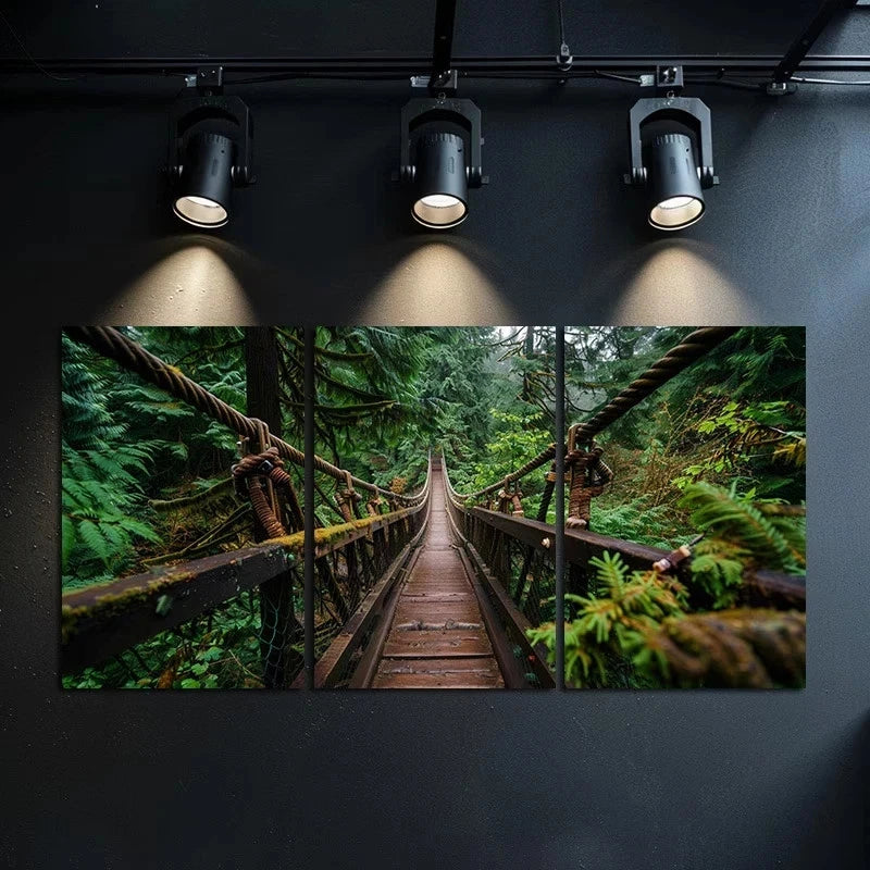 3pcs Vintage Wooden Bridge in British Columbia Metal Print Ready to Hang Art
