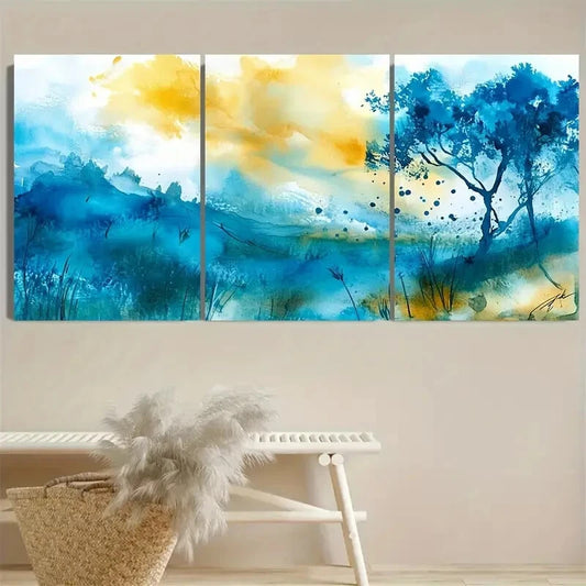 3pcs Vibrant Nature inspired watercolor Design Metal Print Ready to Hang Art